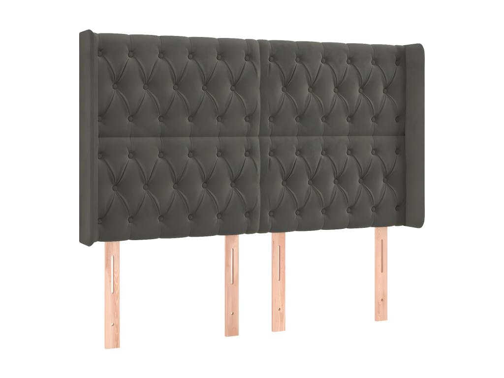 LED Headboard, Dark Grey, 147x16x118/128 cm, Velvet, BFWF77235
