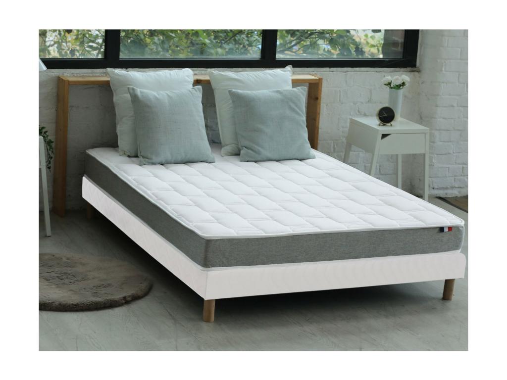 Nobellea AZUR memory foam mattress and bed base set - French comfort. Dimensions: 140x190 cm. Bed base: White ZEQN84817