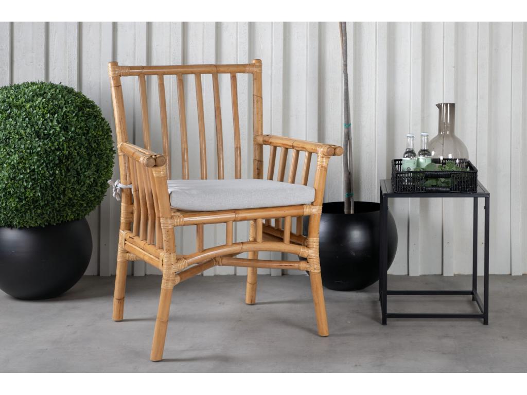 Nobellea Garden Chair with Light Grey Cushion in Natural Tint. IEHN41245