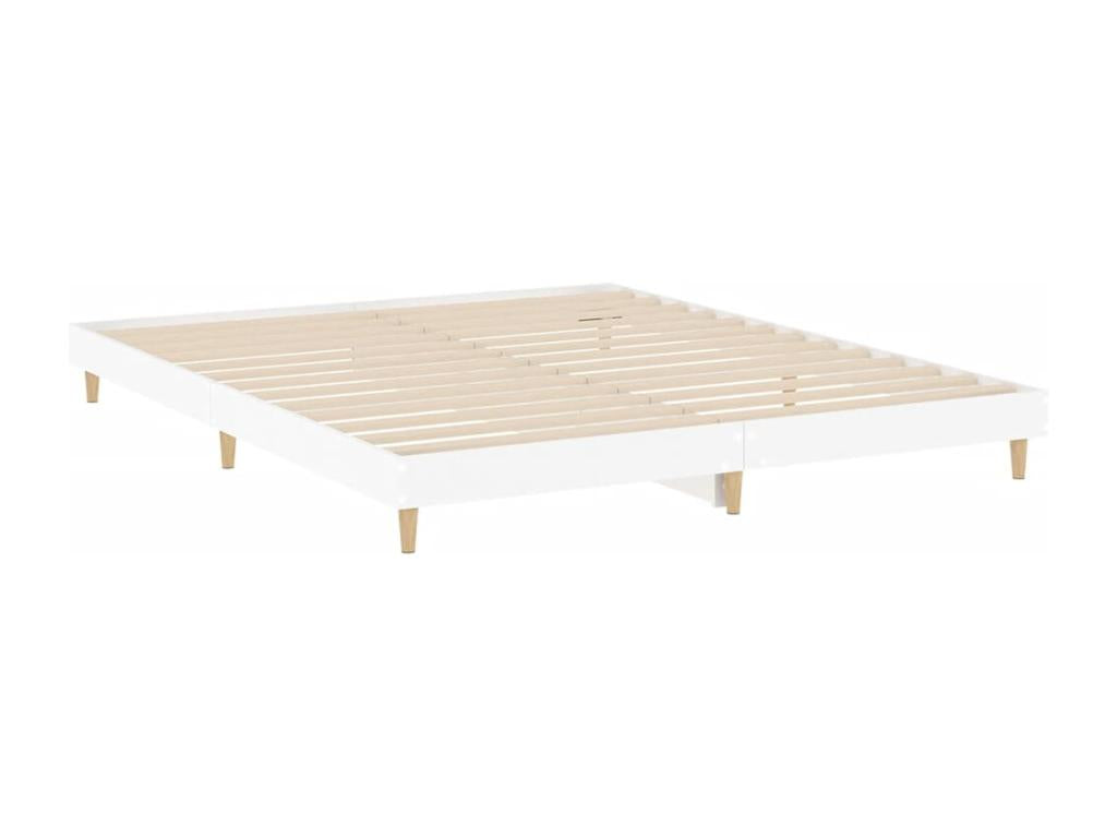 White engineered wood bed frame without mattress, 180x200 cm