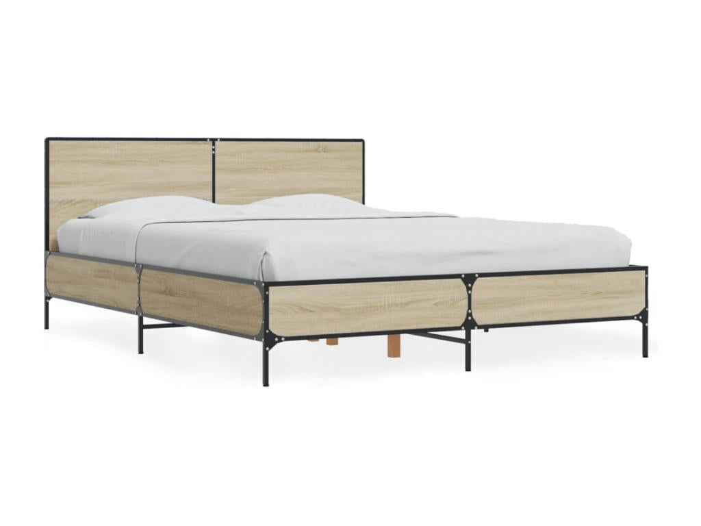 Dekonao oak bed frame 135x190 cm engineered wood and metal TEAW06373