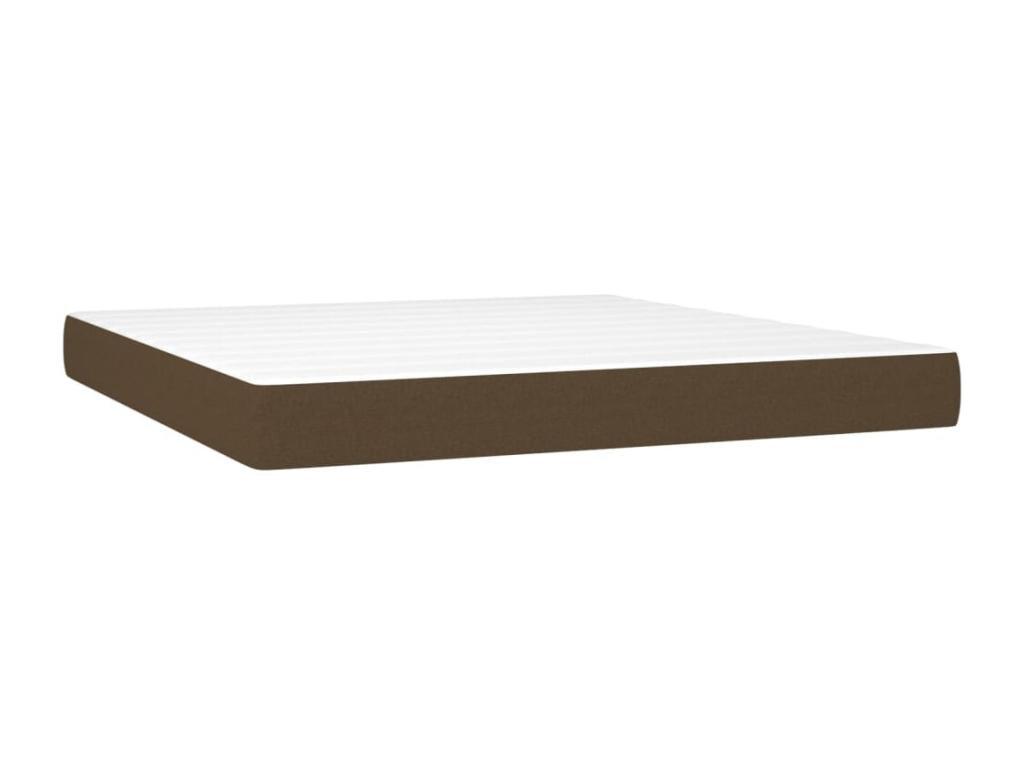 Upholstered bed base with mattress and LED lighting, dark brown, 160x200 cm, fabric LKCQ74911