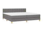 Upholstered bed base with mattress, Dark Grey, 200x200cm, Fabric AQBB76765
