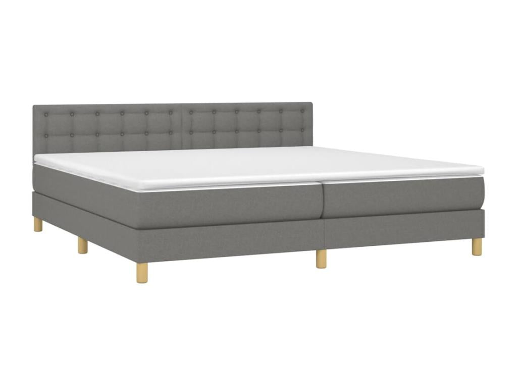 Upholstered bed base with mattress, Dark Grey, 200x200cm, Fabric AQBB76765