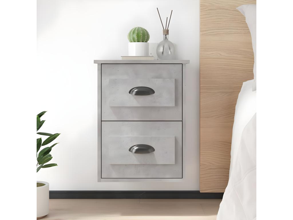 Concrete grey wall-mounted bedside table 41.5x36x53 cm NJAU18963
