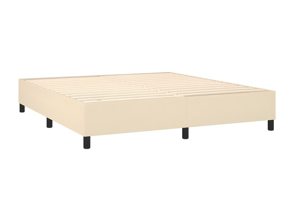 Upholstered bed base with mattress and LED lighting, Cream, 160x200 cm, Fabric NUZD56206