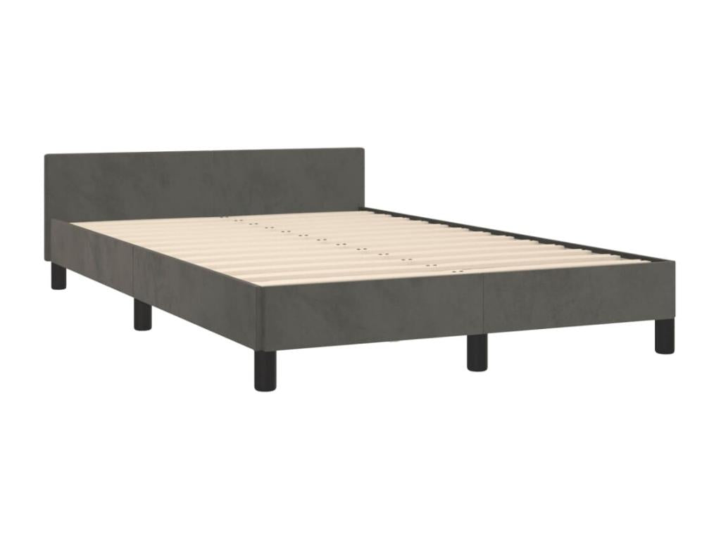 Bed frame with dark grey headboard 120x190 velvet BZUU01530