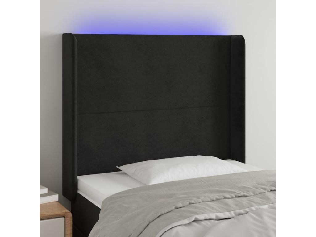 Black LED Headboard 93x16x118/128 cm Velvet ZAMA71197
