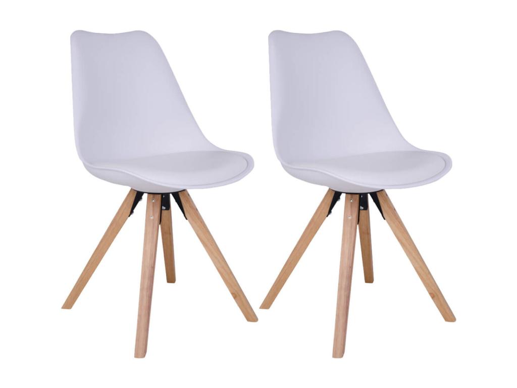 Nobellea - Set of 2 White Chairs with Hevea Wood Legs QBQA82648