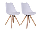 Nobellea - Set of 2 White Chairs with Hevea Wood Legs QBQA82648
