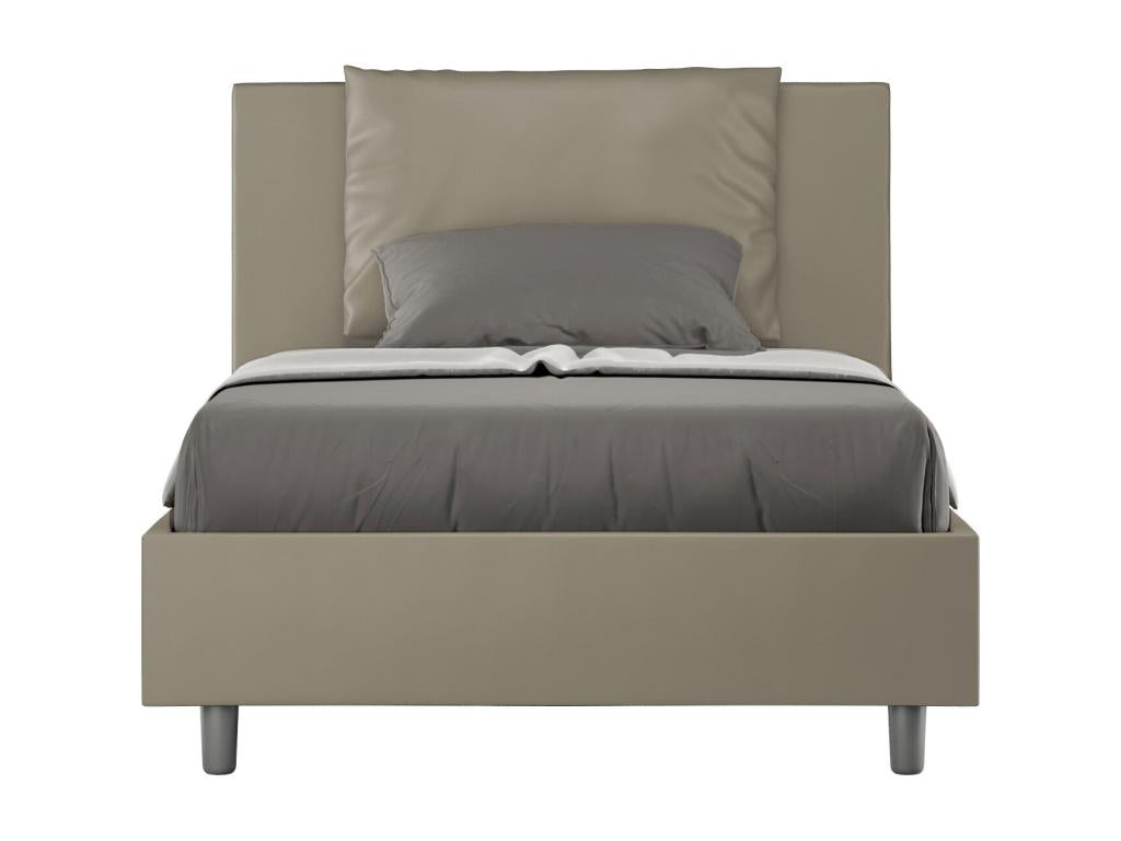 Single bed without slatted base, upholstered, 120x210 cm, cappuccino faux leather, Nobellea AXNS28900