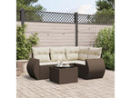 Garden furniture set with cushions, 5 pieces, brown woven resin, XXLK83975