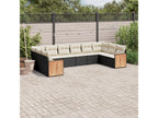 10-piece garden furniture set with cushions, black woven resin MZGJ93614