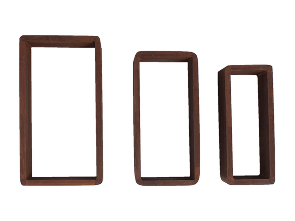 Lot of 3 Vintage Dark Wood Rectangular Bookshelves 24x41x9 LEAT42708