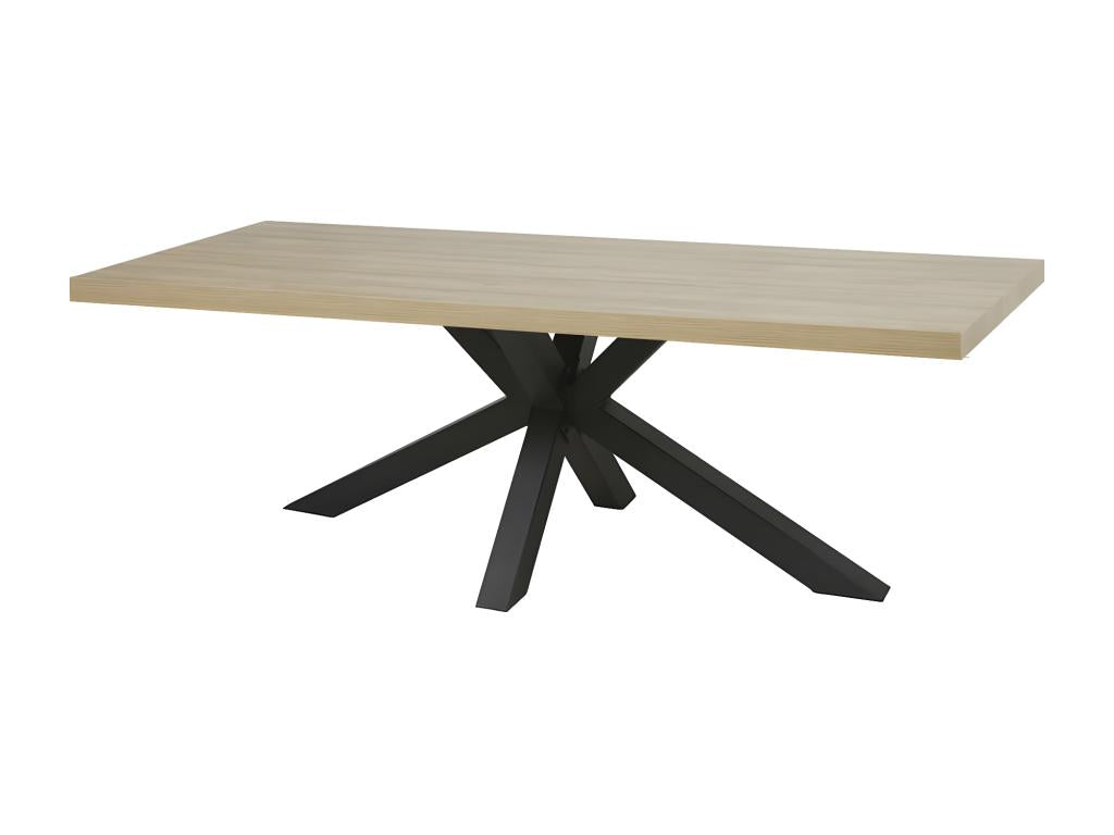 Nobellea - 230cm Table, Wood Look, French Nobellea, Black Metal Star Base NNJS78273