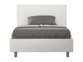 Single bed with upholstered slatted base 120x190 white faux leather Nobellea MQAV37476
