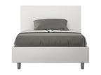 Single bed with upholstered slatted base 120x190 white faux leather Nobellea MQAV37476
