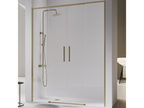 Boisona brushed gold shower enclosure with 2 fixed glass panels and 2 sliding doors, 159-161.6 cm, MNOV38922