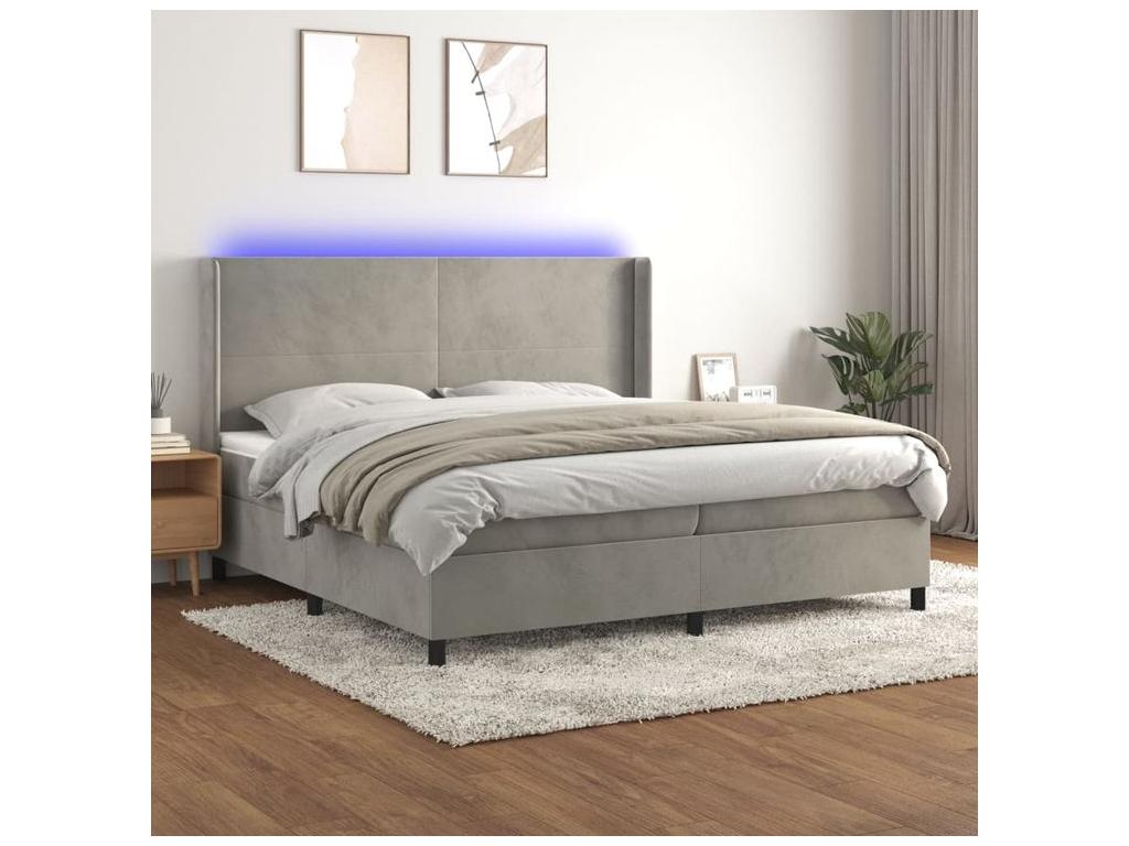 Nobellea bed base with mattress and LED light grey 200x200 BAOO49047