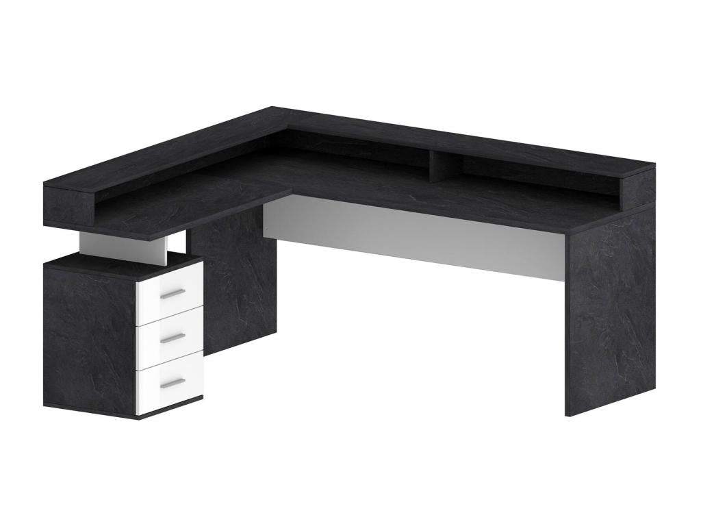 Dekonao Corner Desk with Tabletop, Multipurpose Desk 180x90x160 cm, White and Slate, OUZS36883