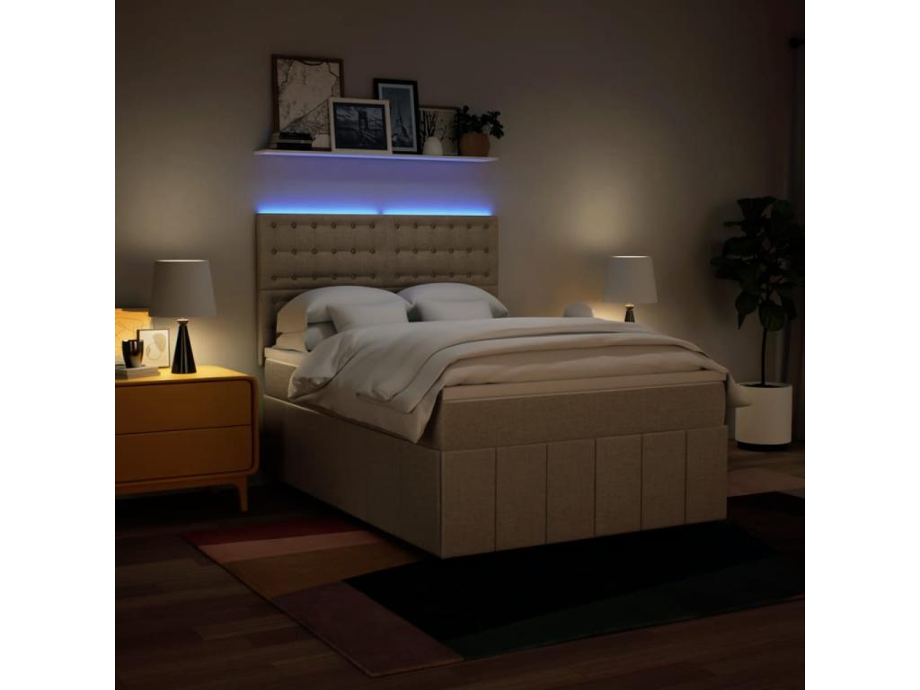 Nobellea bed base with mattress, Cream, 140x200 cm, Fabric LHUS07946