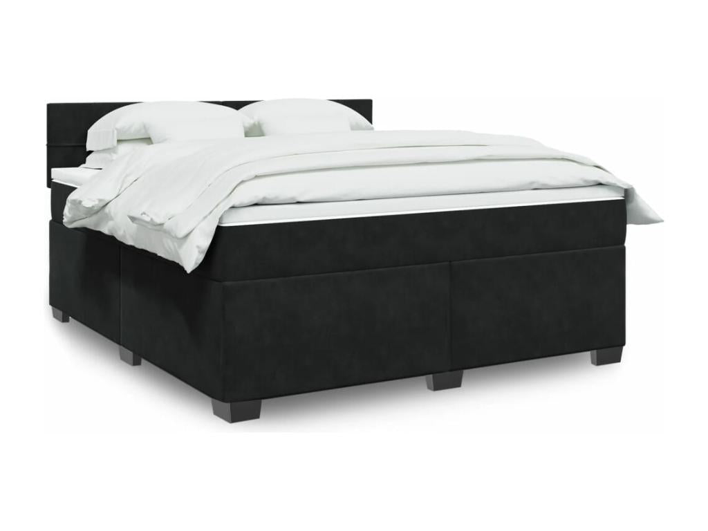 Nobellea bed base with mattress, black, 180x200 cm, velvet, SISY88393