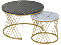 Set of 2 Scandinavian Nesting Tables - Marble Pattern Veneer - White / Black BYOT13730
