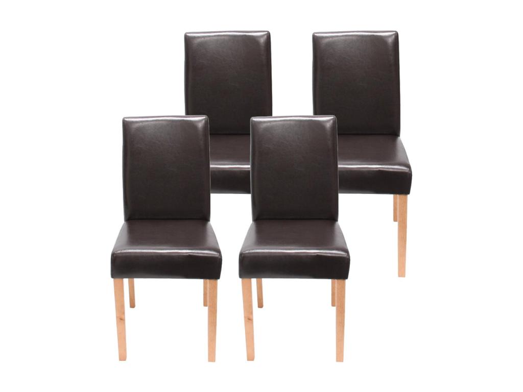 Set of 4 brown synthetic dining chairs with light legs CDS04140 VQWP00238