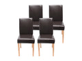 Set of 4 brown synthetic dining chairs with light legs CDS04140 VQWP00238