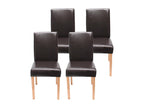 Set of 4 brown synthetic dining chairs with light legs CDS04140 VQWP00238