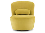 Round swivel armchair in soft yellow fabric with a cushion - Nobellea YSAN97194