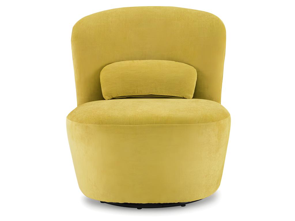 Round swivel armchair in soft yellow fabric with a cushion - Nobellea YSAN97194
