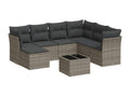 8-piece garden furniture set with grey resin wicker cushions BUED02781