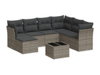 8-piece garden furniture set with grey resin wicker cushions BUED02781