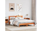 Bed frame without mattress, brown wax finish, 140x190cm, solid pine wood, PAAN95435