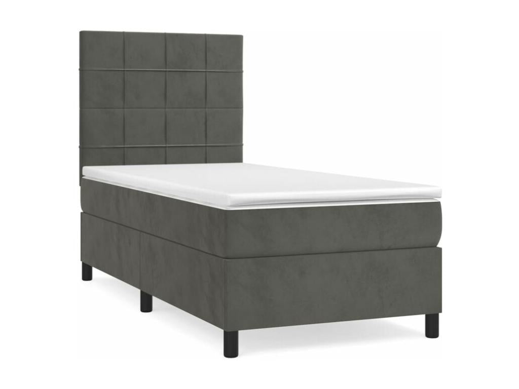 Dekonao bed base and mattress, Dark Grey 90x200 Velvet YACE62585