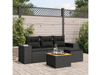 5-piece garden furniture set with cushions, black resin wicker EBEX95807