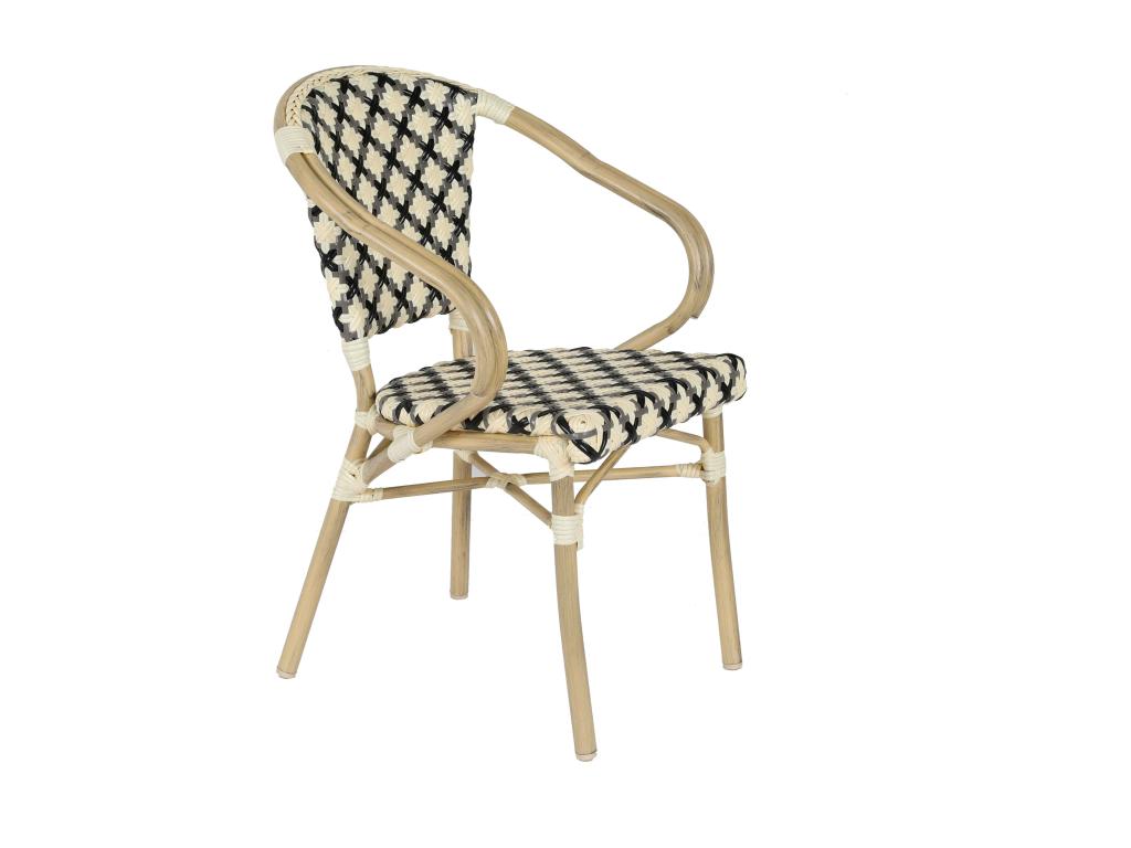 Parisian bistro-style terrace chair in aluminum and black rattan DUOY93507