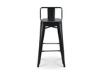Set of 4 industrial-style matte black metal bar stools - With backrest - Height 66cm OQTC58930