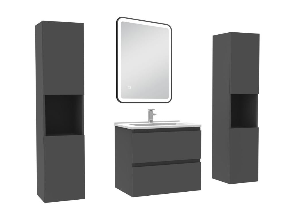 60cm Bathroom Furniture with Illuminated Mirror Column, 3 Dimmable Colors, Anthracite LNQS21941
