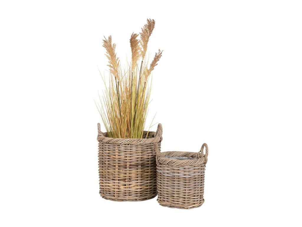 Nobellea - Set of 2 Rattan Baskets with Protective Cover and Handles UYDB37752