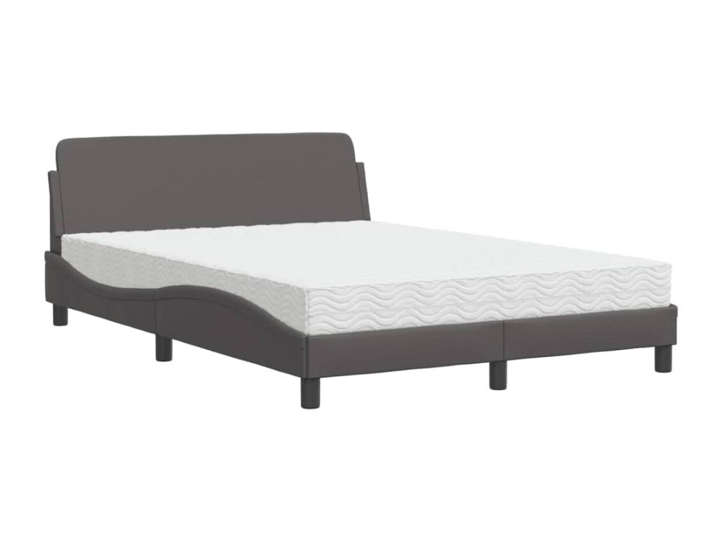 Bed with grey mattress 140x200 cm faux leather WXJR98117