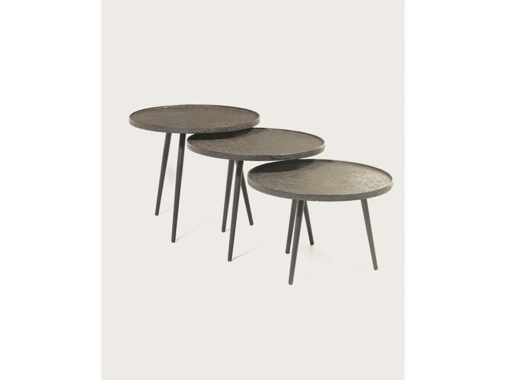 Dekonao - Round nesting coffee table in black metal KXOM33067