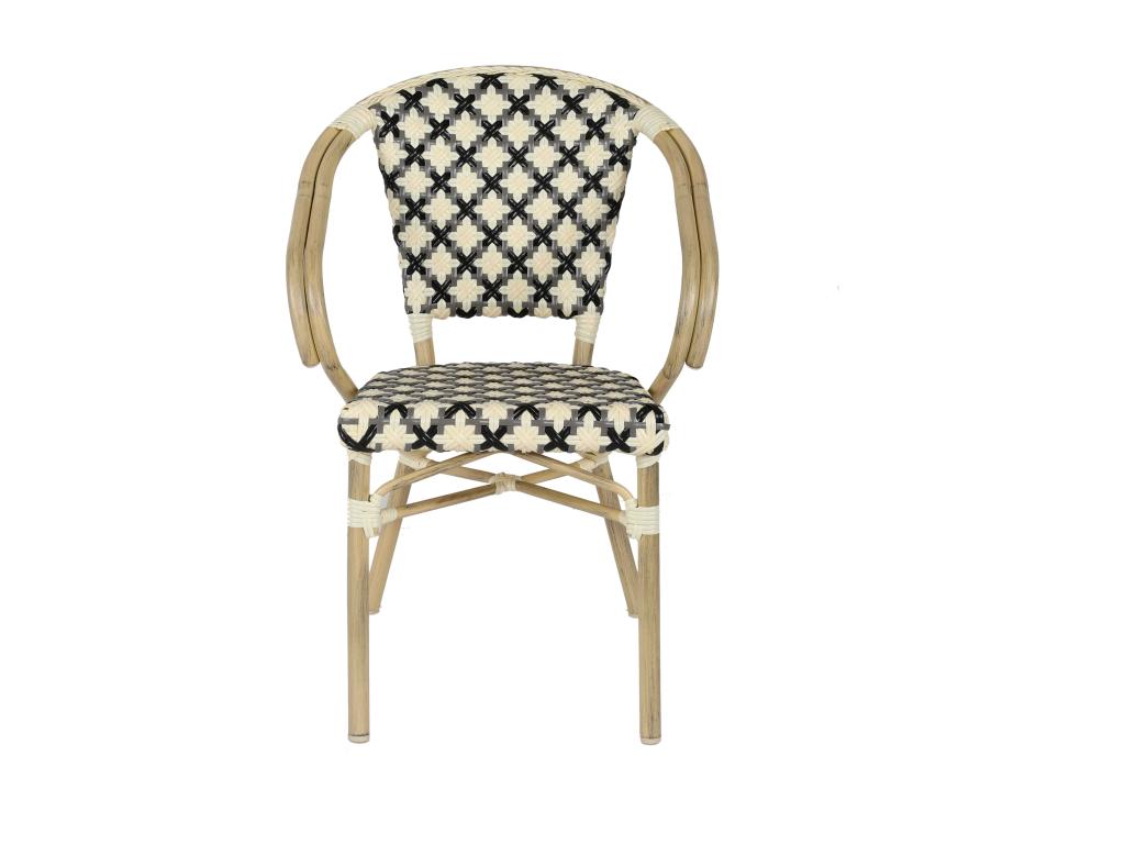 Parisian bistro-style terrace chair in aluminum and black rattan DUOY93507