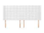 Headboard with wings, White, 183x16x118/128 cm, Faux Leather, YICP03260