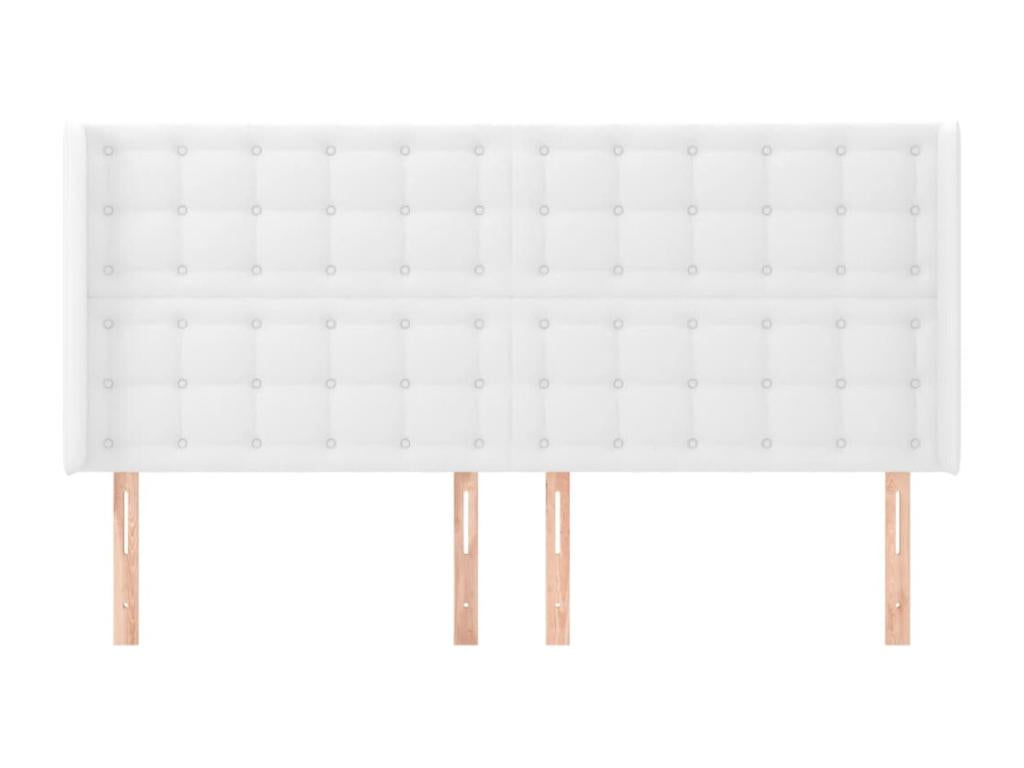 Headboard with wings, White, 183x16x118/128 cm, Faux Leather, YICP03260