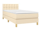 Upholstered bed base with mattress, Cream, 100x200 cm, Fabric ECZY44682