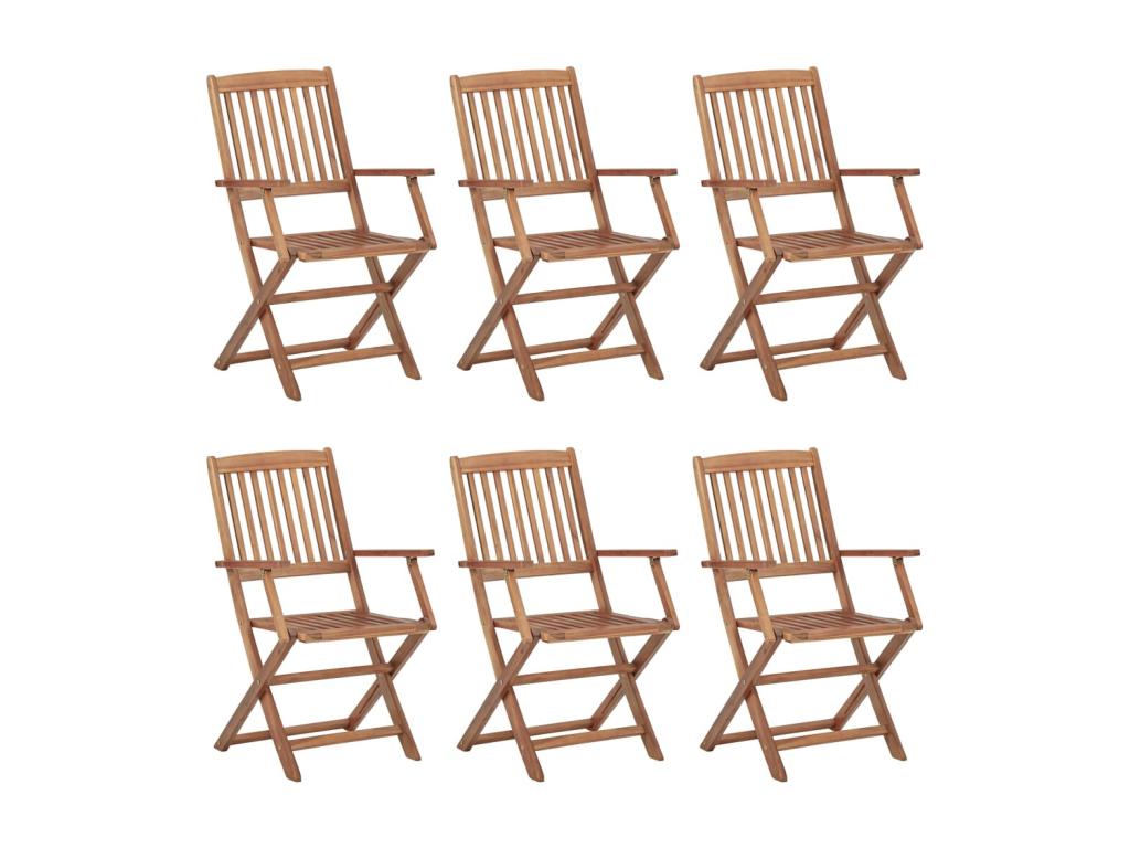 Set of 6 folding garden chairs with cushions, Nobelea wood, SWBG48944