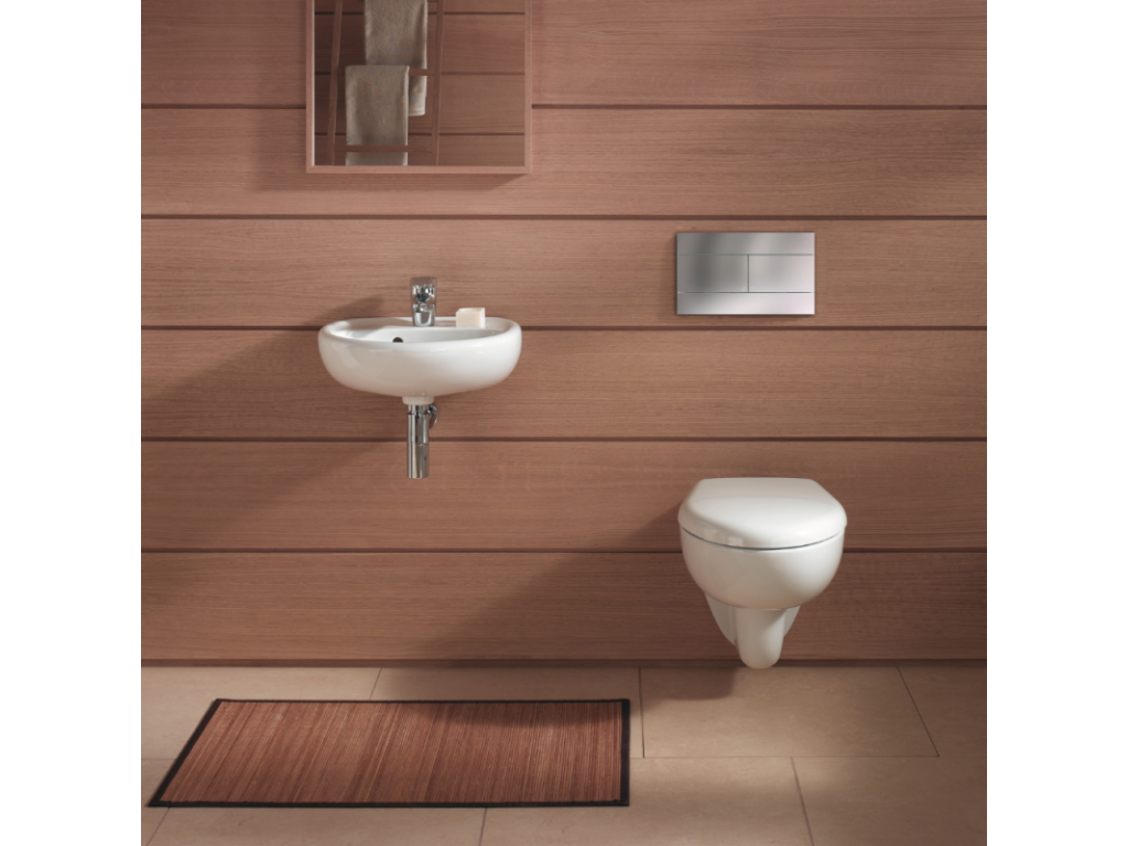 Dekonao semi-enclosed wall-hung toilet pack with concealed frame, soft-close seat, and chrome plate KZRM91097