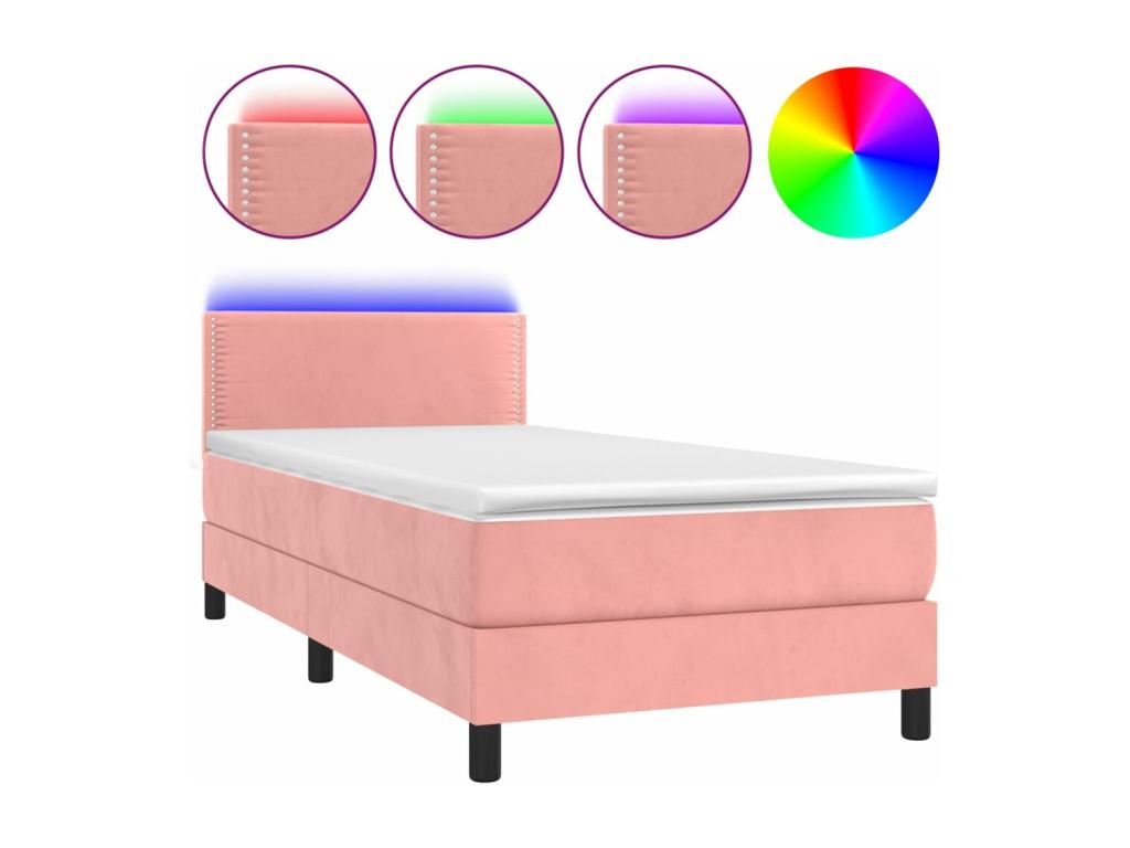 Nobellea bed base with LED mattress, Pink 80x200 Velvet NBYE76332